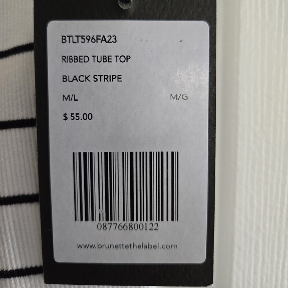 Brunette the Label Ribbed Tube Top M/L - Picture 3 of 8